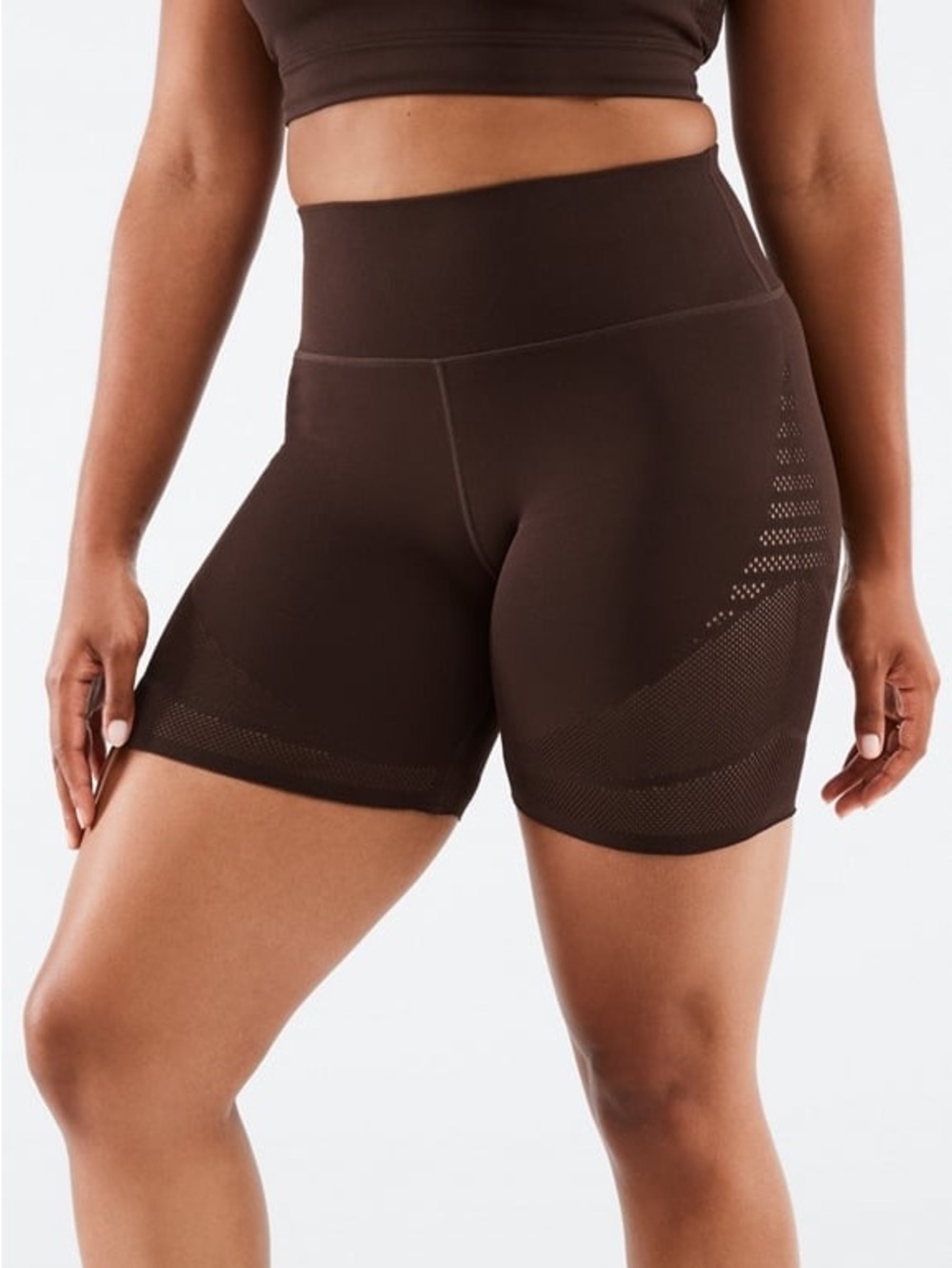 Fabletics High-Waist Chocolate Seamless Bike Shorts